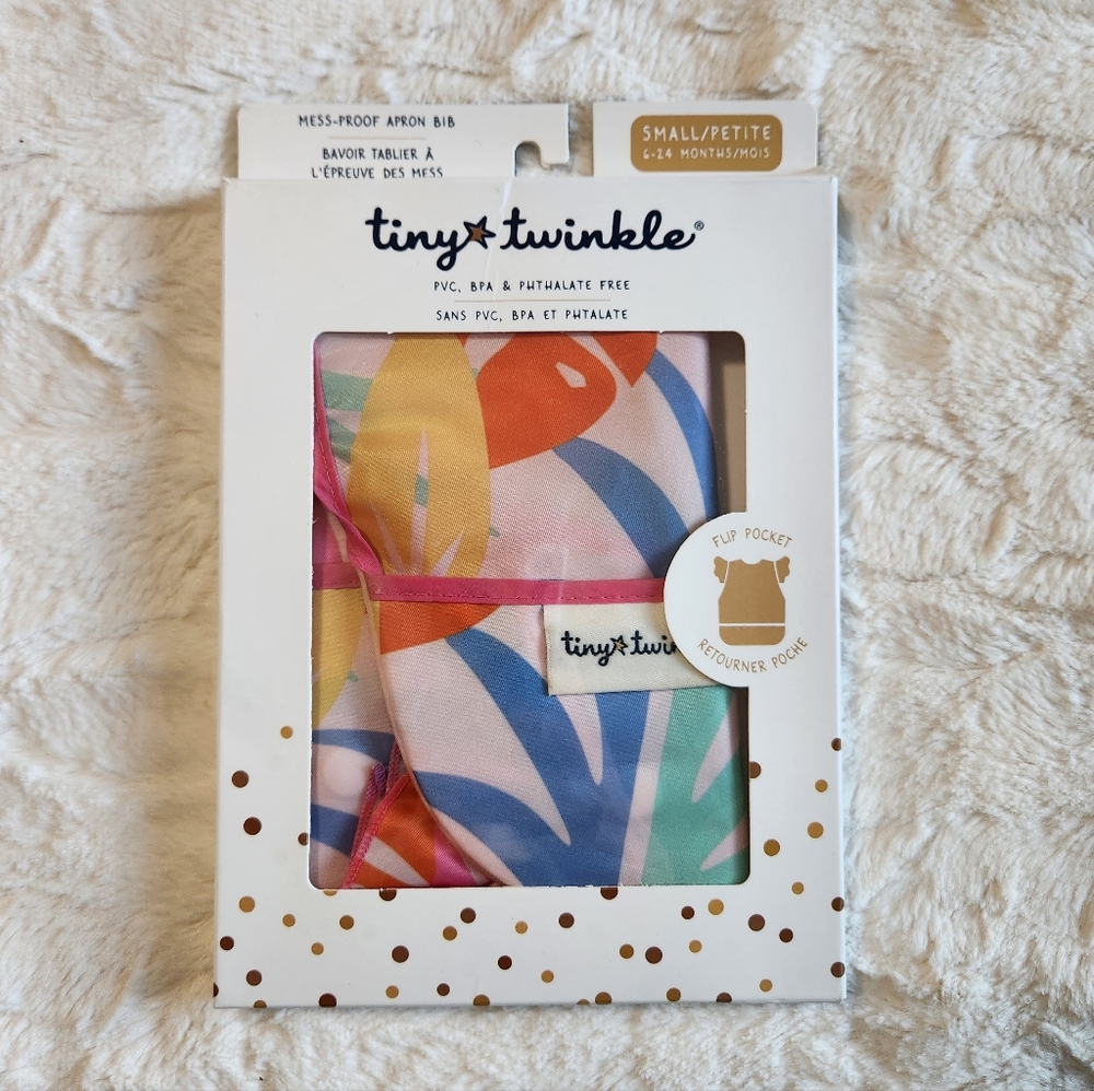 Tiny Twinkle Mess-Proof Apron Bib Tropical Print, New